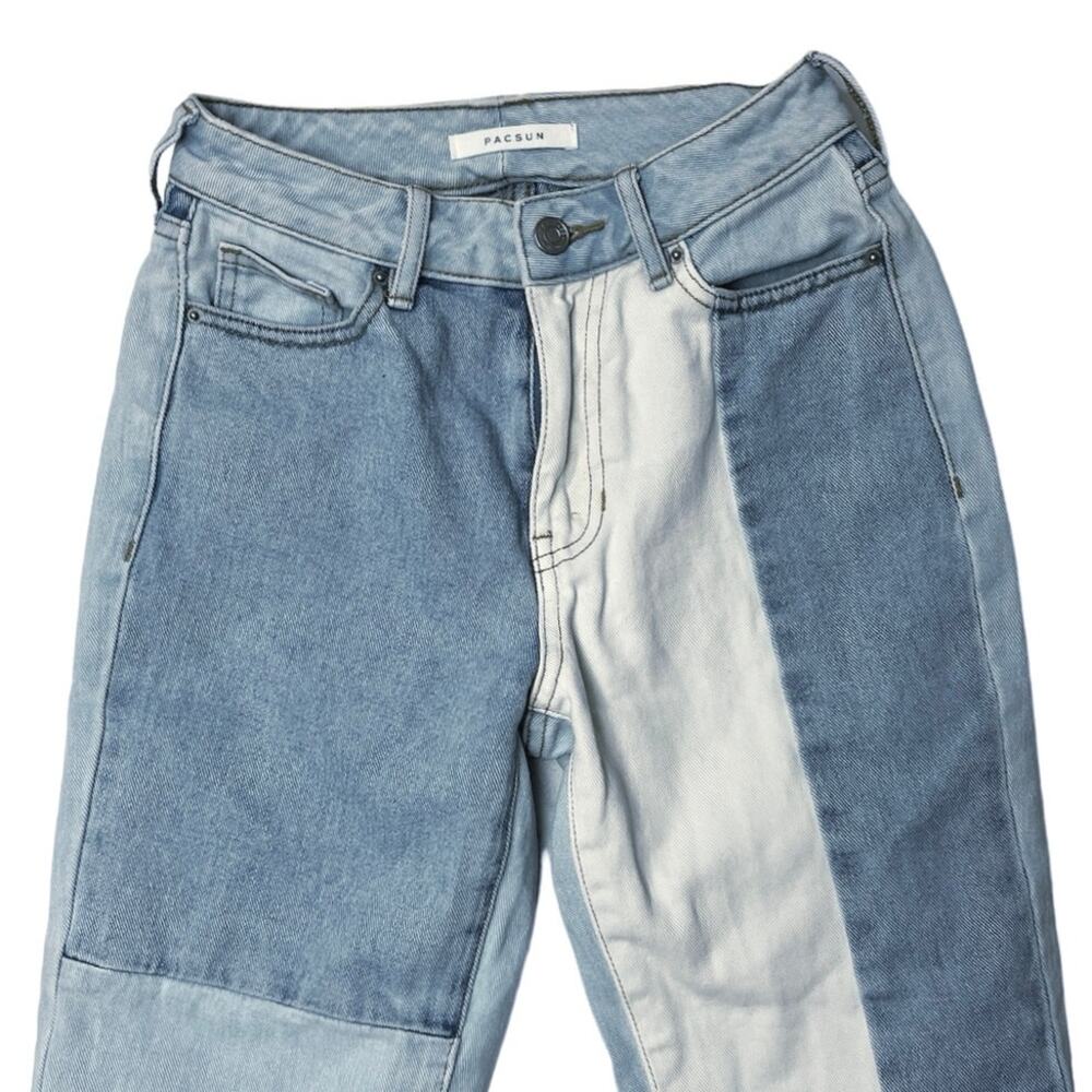 Pacsun Blue Cream Two Tone Color Block Patch Work… - image 6